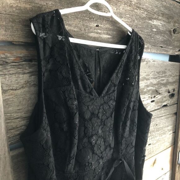 𝅺michel Studio NWT plus size 22 Black A-line lace dress - Picture 5 of 10